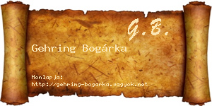 Gehring Bogárka névjegykártya