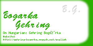 bogarka gehring business card
